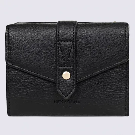Portefeuille Hexagona, portefeuille femme noir| Igert Chaussure&Maroquinerie